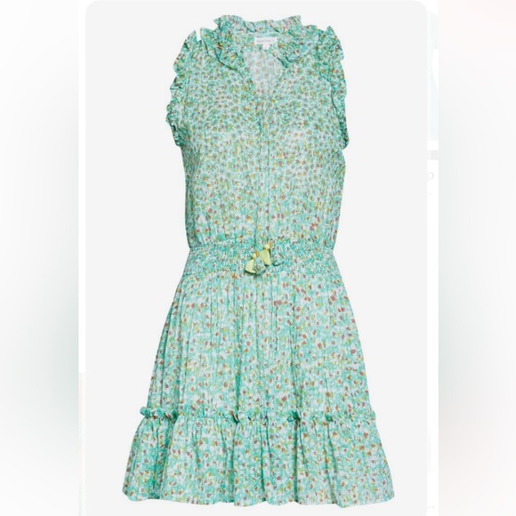 Poupette St Barth Triny Mini Green Floral Dress Large - Picture 3 of 12